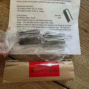 2 New Sets of (10) Pottery Barn Drapery Hooks Slide Pin 1.5 In in Silver